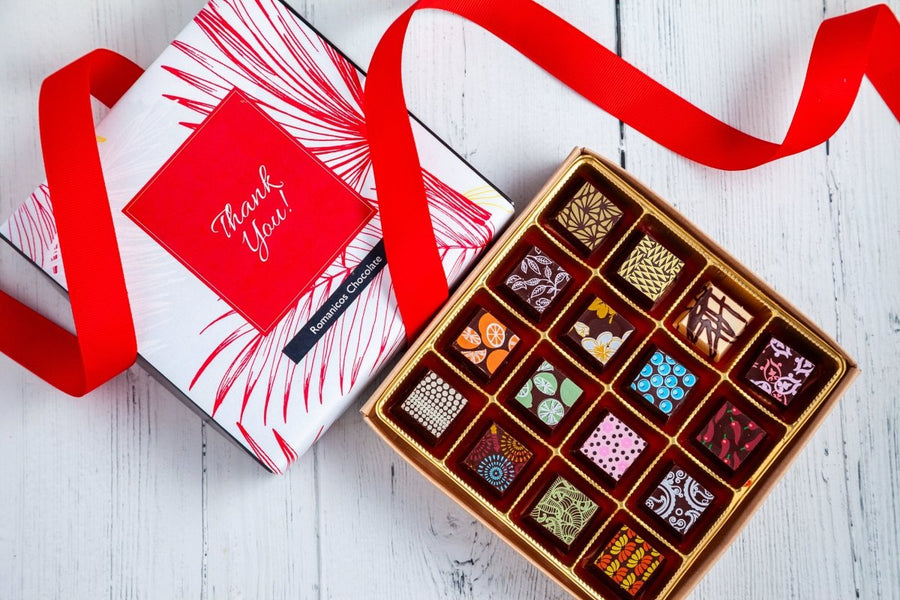 Queen Size Chocolate Art Thank You Box - Romanicos Chocolate
