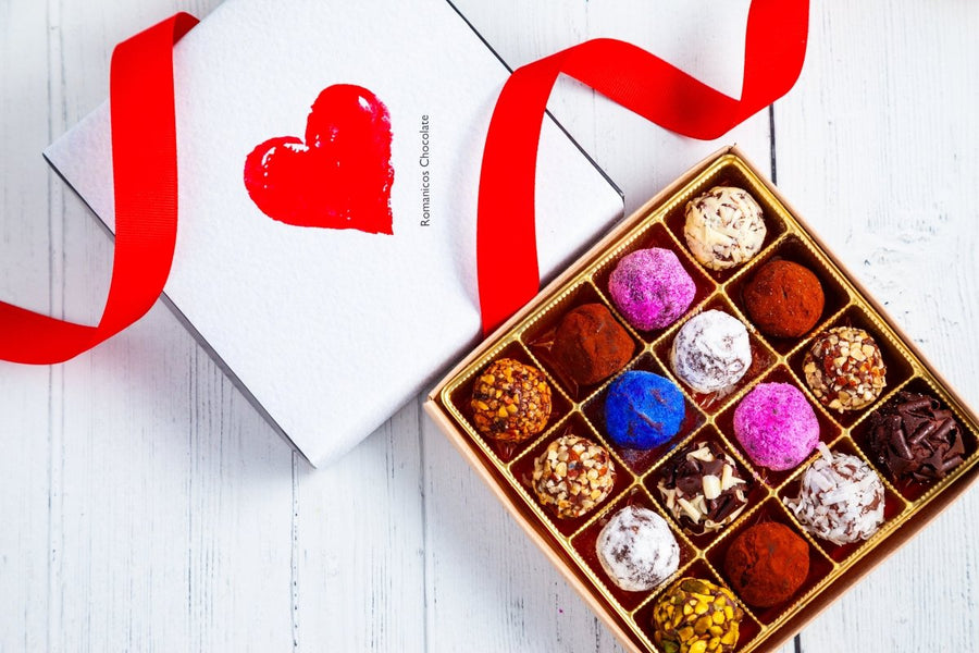 Queen Size Signature Truffles I Love You Box - Romanicos Chocolate