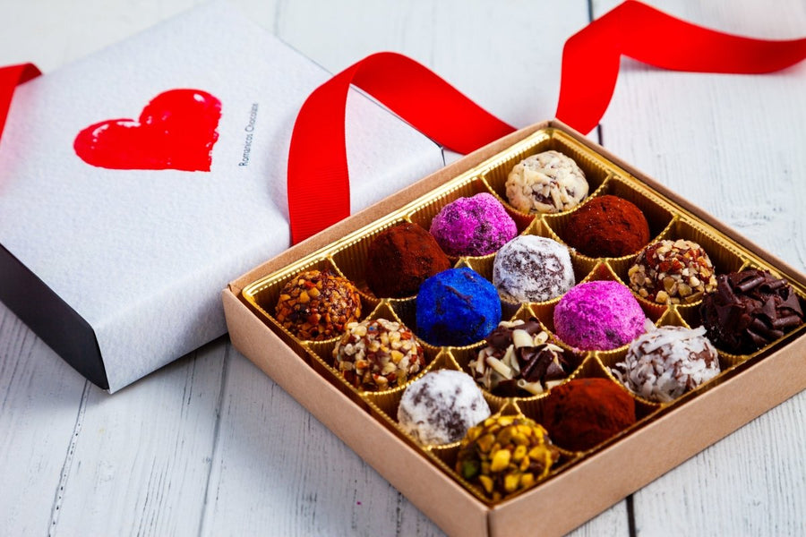 Queen Size Signature Truffles I Love You Box - Romanicos Chocolate