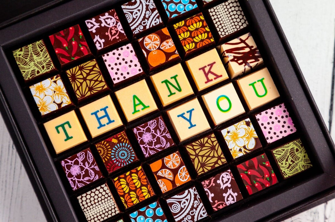 Thank You Chocolate Art Scrabble Box - Romanicos Chocolate