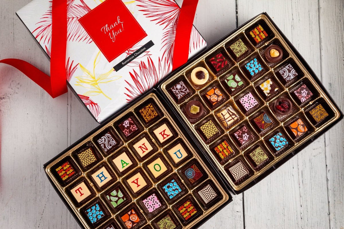 Thank You Double King Chocolate Art Box (50 Pcs) - Romanicos Chocolate