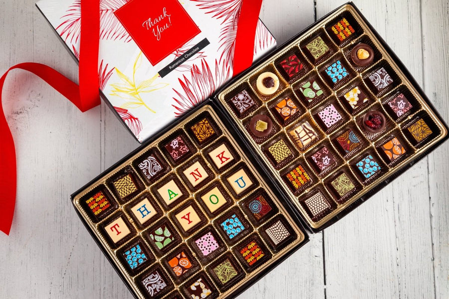 Thank You Double King Chocolate Art Box (50 Pcs) - Romanicos Chocolate