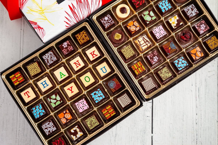 Thank You Double King Chocolate Art Box (50 Pcs) - Romanicos Chocolate