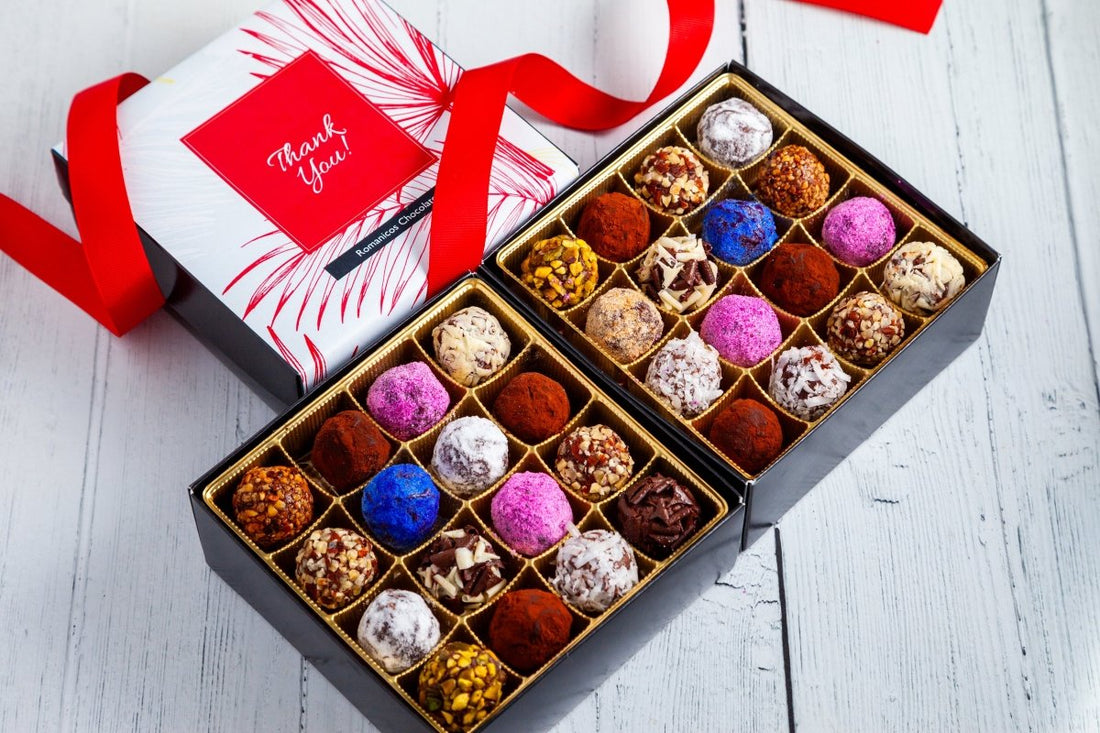Thank You Double Queen Signature Truffle Box (32 Pieces) - Romanicos Chocolate