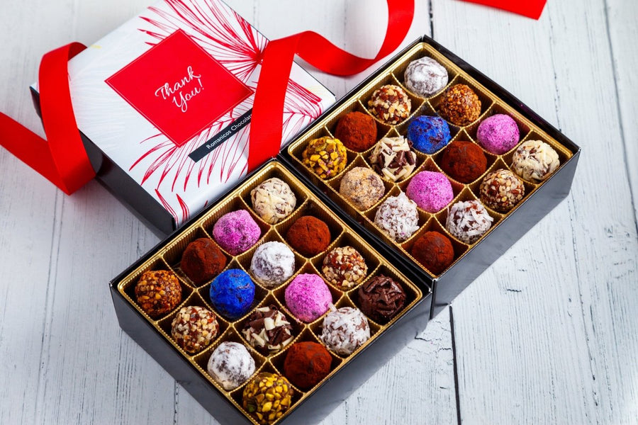 Thank You Double Queen Signature Truffle Box (32 Pieces) - Romanicos Chocolate