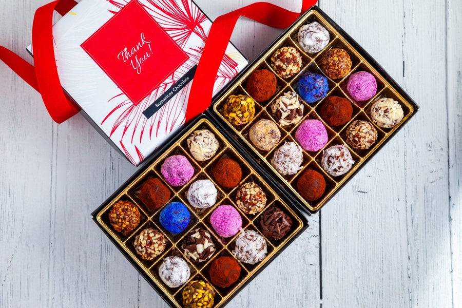 Thank You Double Queen Signature Truffle Box (32 Pieces) - Romanicos Chocolate
