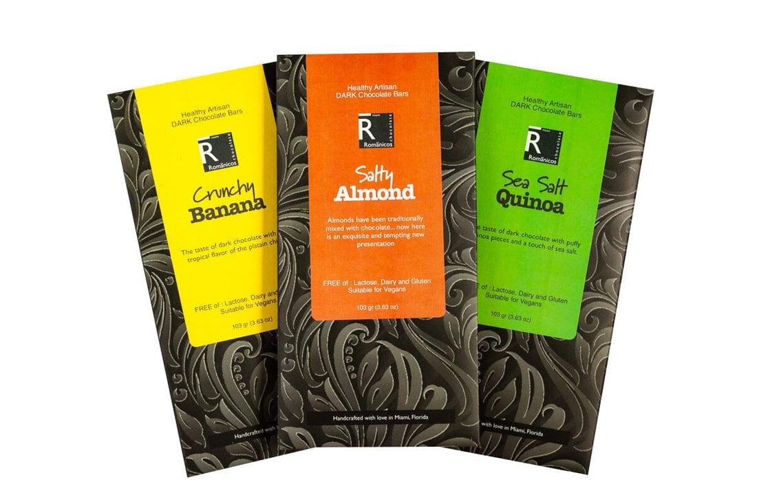 Artisanal Dark Chocolate Bar Custom Trio Bundle - Romanicos Chocolate