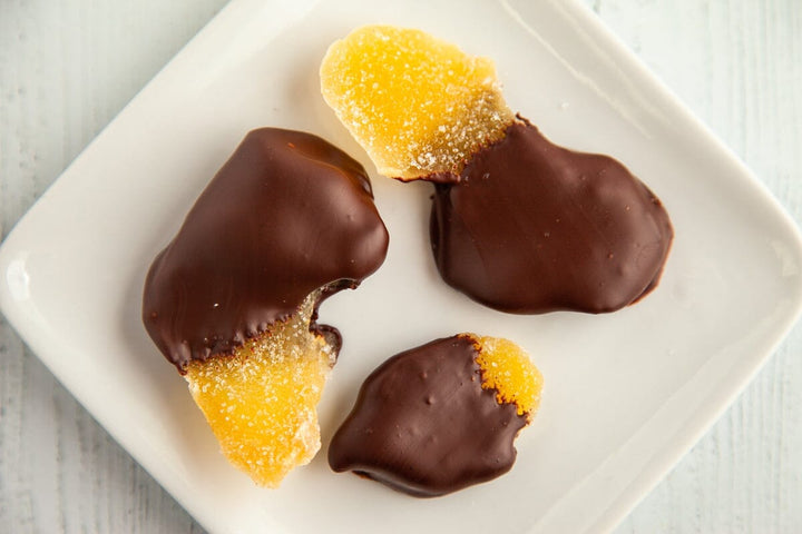 Candied Ginger Dipped in Dark Chocolate - Romanicos Chocolate
