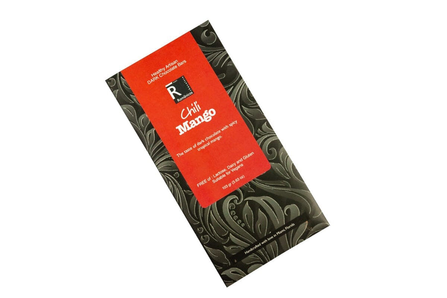 Chili Mango Dark Chocolate Bar - Romanicos Chocolate