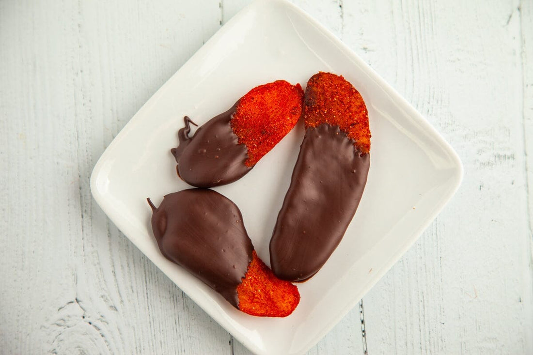 Chili Mango Dipped in Dark Chocolate - Romanicos Chocolate