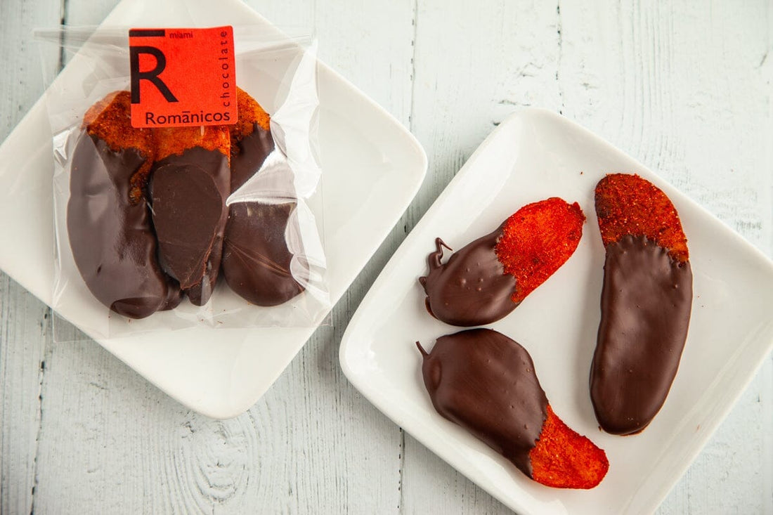 Chili Mango Dipped in Dark Chocolate - Romanicos Chocolate