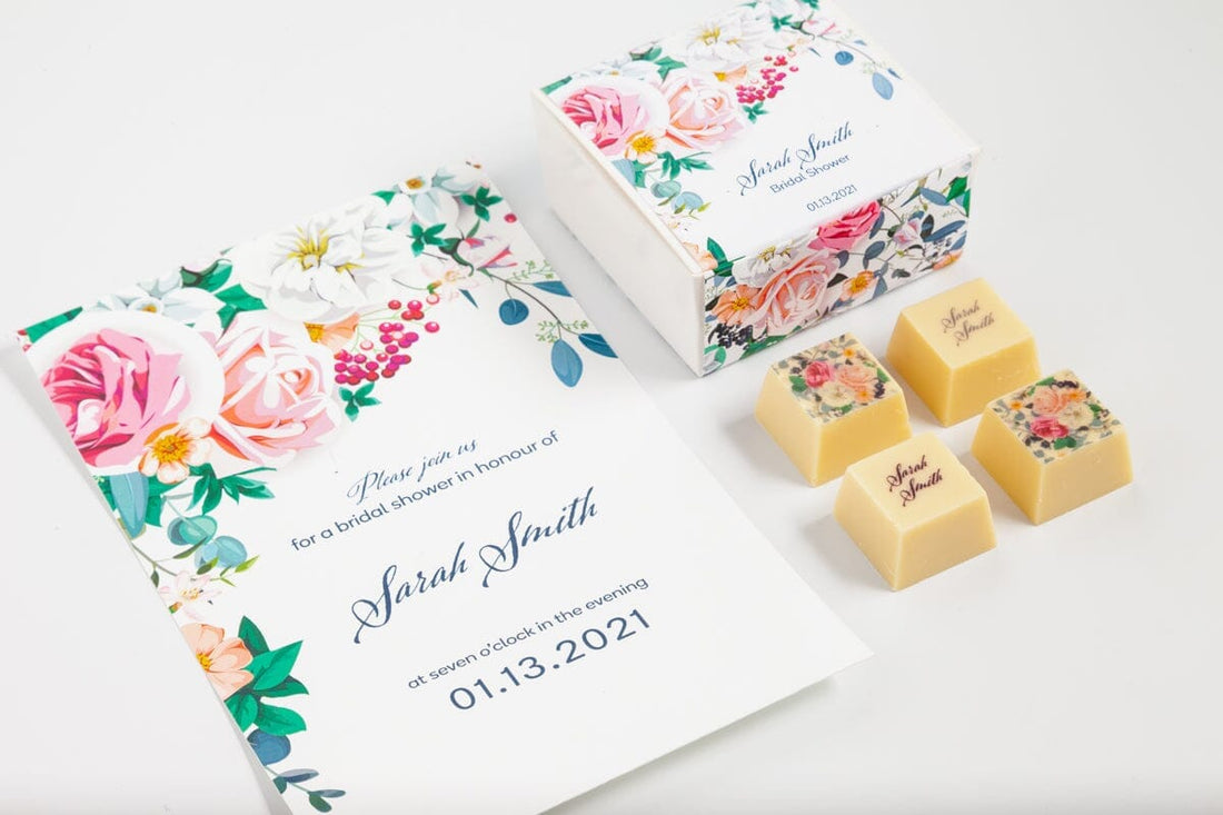 Custom Party Favor Chocolate Box [FOUR Pieces] - Romanicos Chocolate