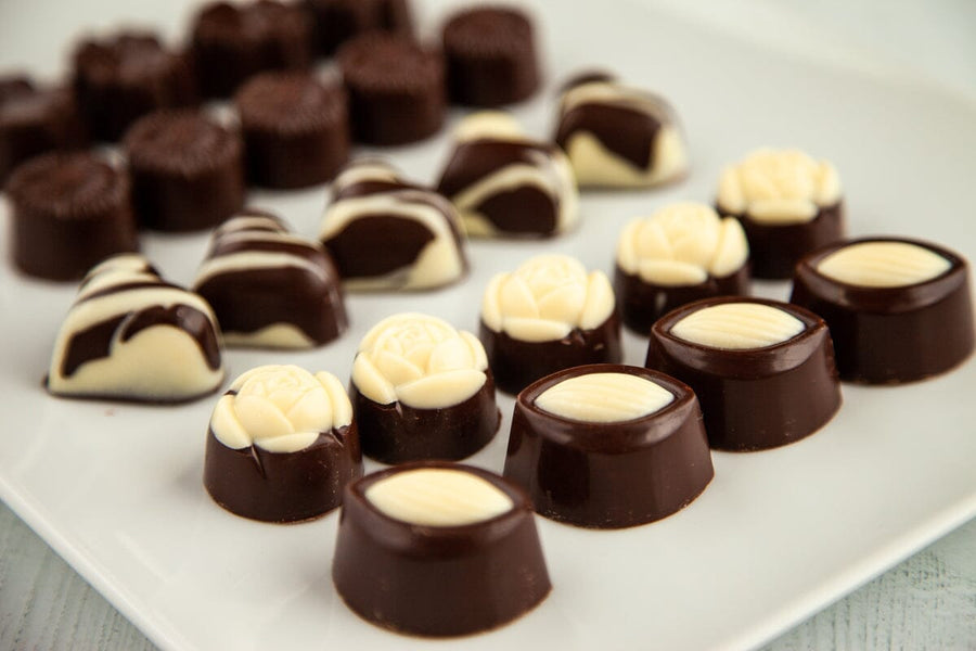 Fine Dark and White Chocolate Jewels - Romanicos Chocolate