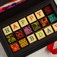 Happy Birthday Chocolate Art Mini Scrabble Box Romanicos Chocolate 