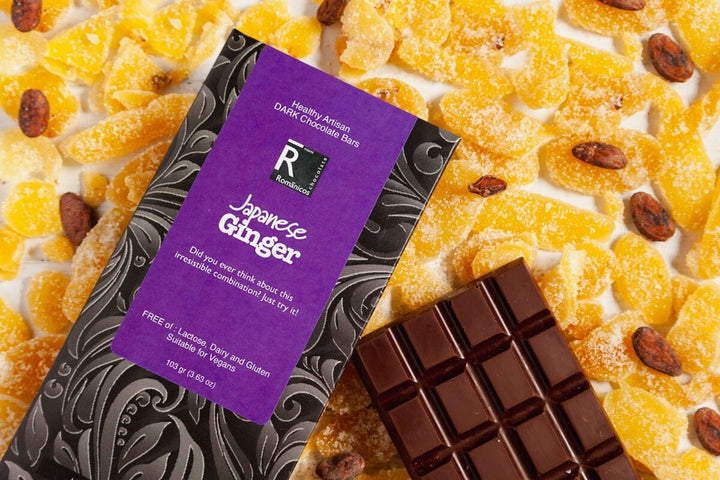Japanese Ginger Dark Chocolate Bar - Romanicos Chocolate