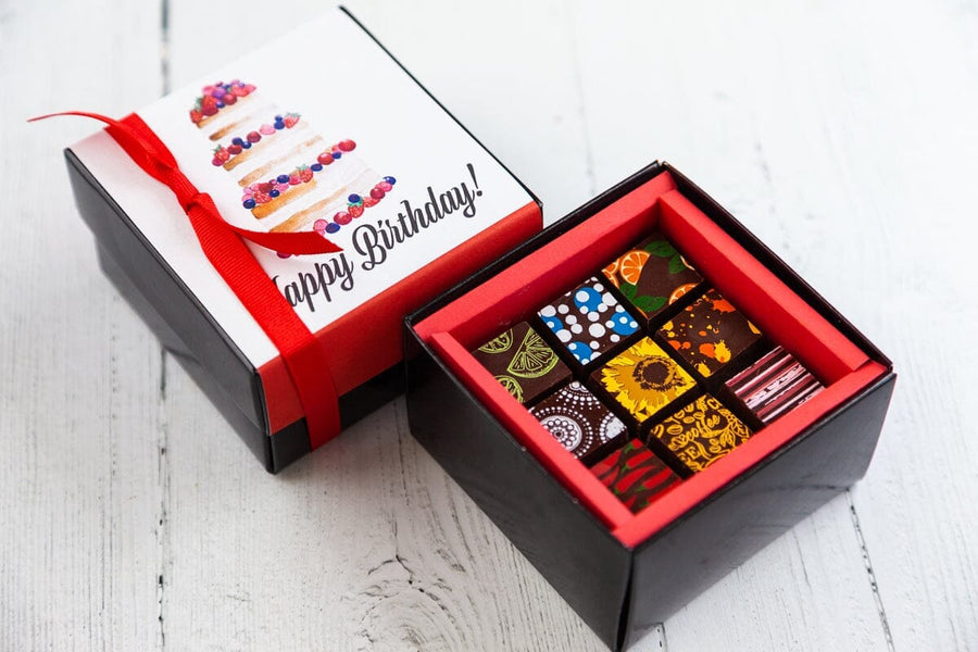 Piccolo Size Chocolate Art Happy Birthday Box ShopRomanicos 