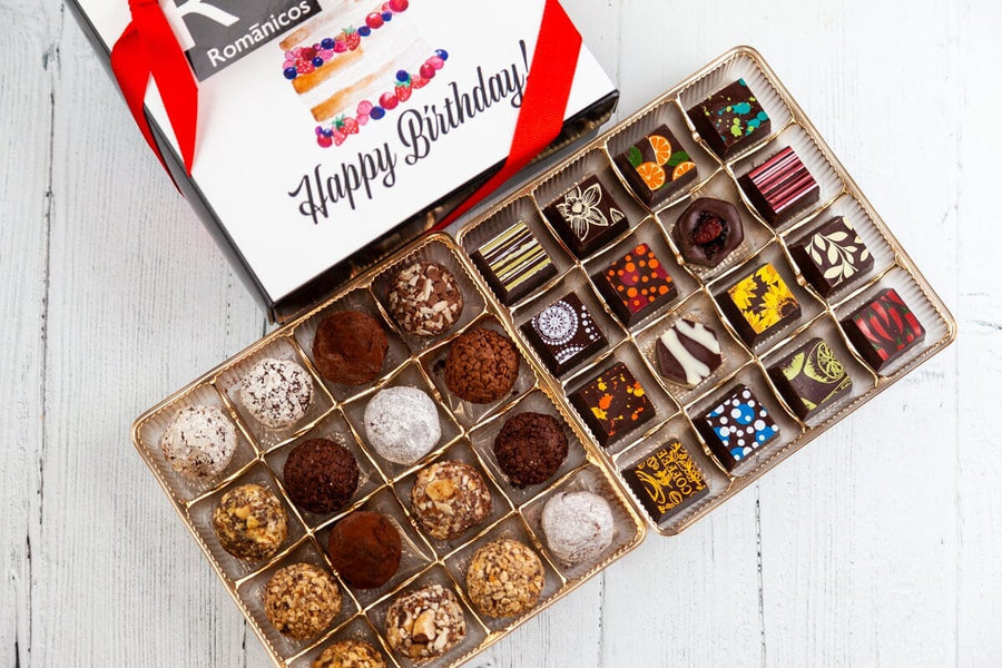 Queen Size Happy Birthday Chocolate Art Box Romanicos Chocolate Yes! Truffles 