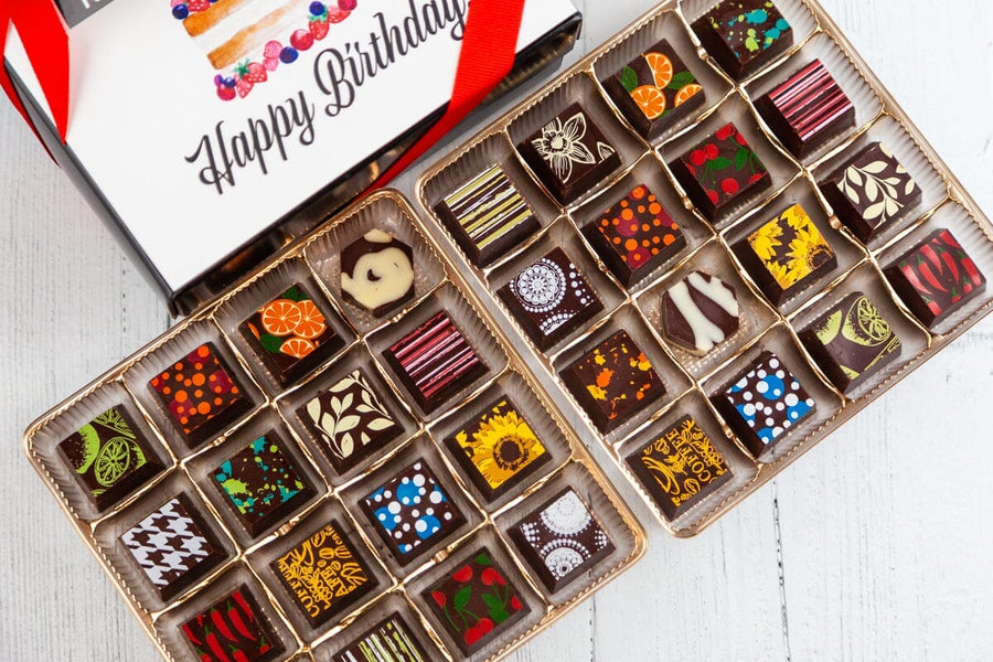 Queen Size Happy Birthday Chocolate Art Box Romanicos Chocolate Yes! Chocolate Art 