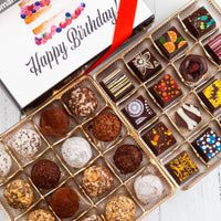 Queen Size Happy Birthday Signature Truffles Box Romanicos Chocolate Yes! Chocolate Art 