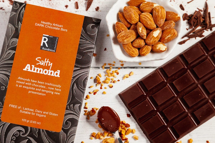 Salted Almond Dark Chocolate Bar - Romanicos Chocolate