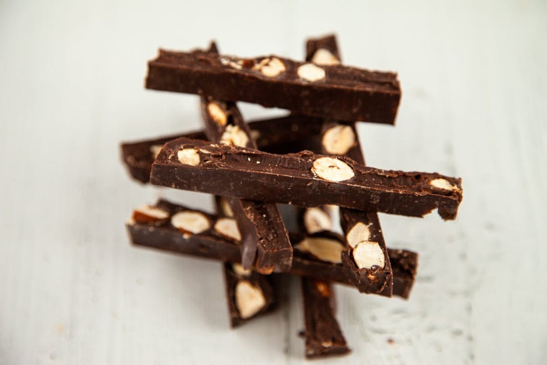 Sugar Free Bean to Bar Chocolate Almond Sticks Romanicos Chocolate 