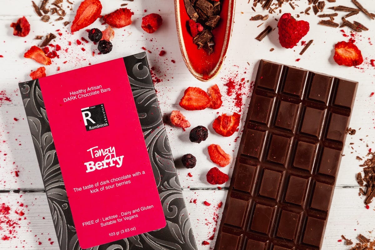 Tangy Berry Dark Chocolate Bar – Romanicos Chocolate