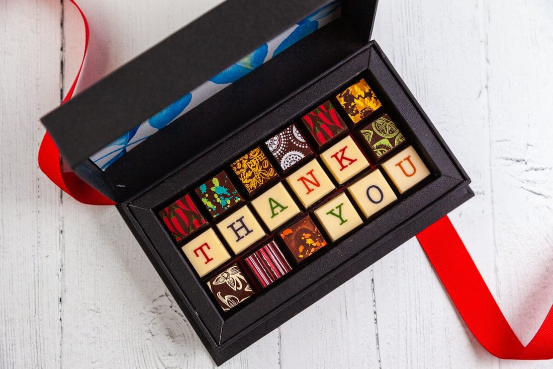 Thank You Chocolate Art Mini Scrabble Box Romanicos Chocolate 
