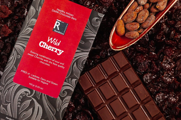 Wild Cherry Dark Chocolate Bar - Romanicos Chocolate